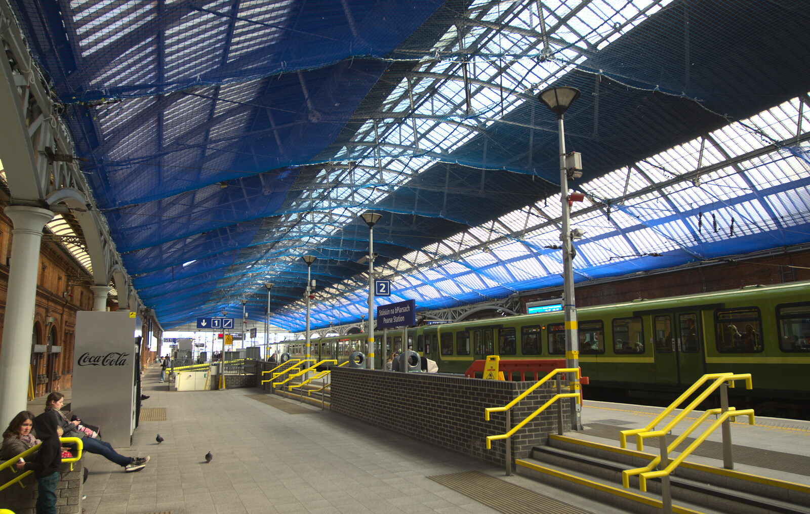 Pearse Station and a DART train from Temple Bar and Dun Laoghaire, Dublin, Ireland - 16th April 2015