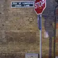 Stop sign on Lynch Lane, Temple Bar and Dun Laoghaire, Dublin, Ireland - 16th April 2015