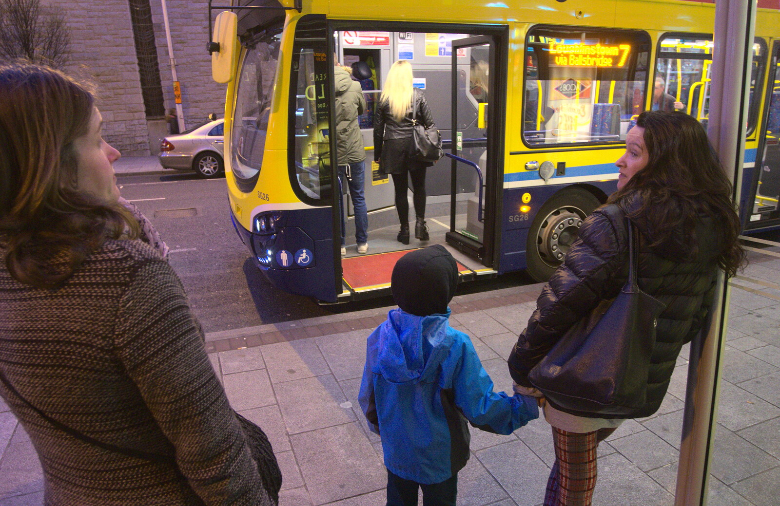 Waiting for the bus home from Temple Bar and Dun Laoghaire, Dublin, Ireland - 16th April 2015