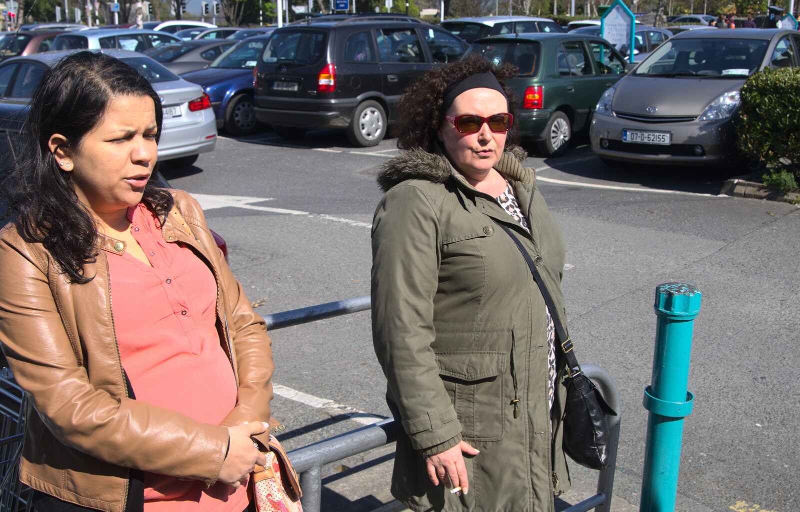 Haryanna and Louise, looking punk and smoking a fag from Temple Bar and Dun Laoghaire, Dublin, Ireland - 16th April 2015