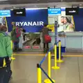 Isobel checks her bag in at Dublin Airport, Temple Bar and Dun Laoghaire, Dublin, Ireland - 16th April 2015