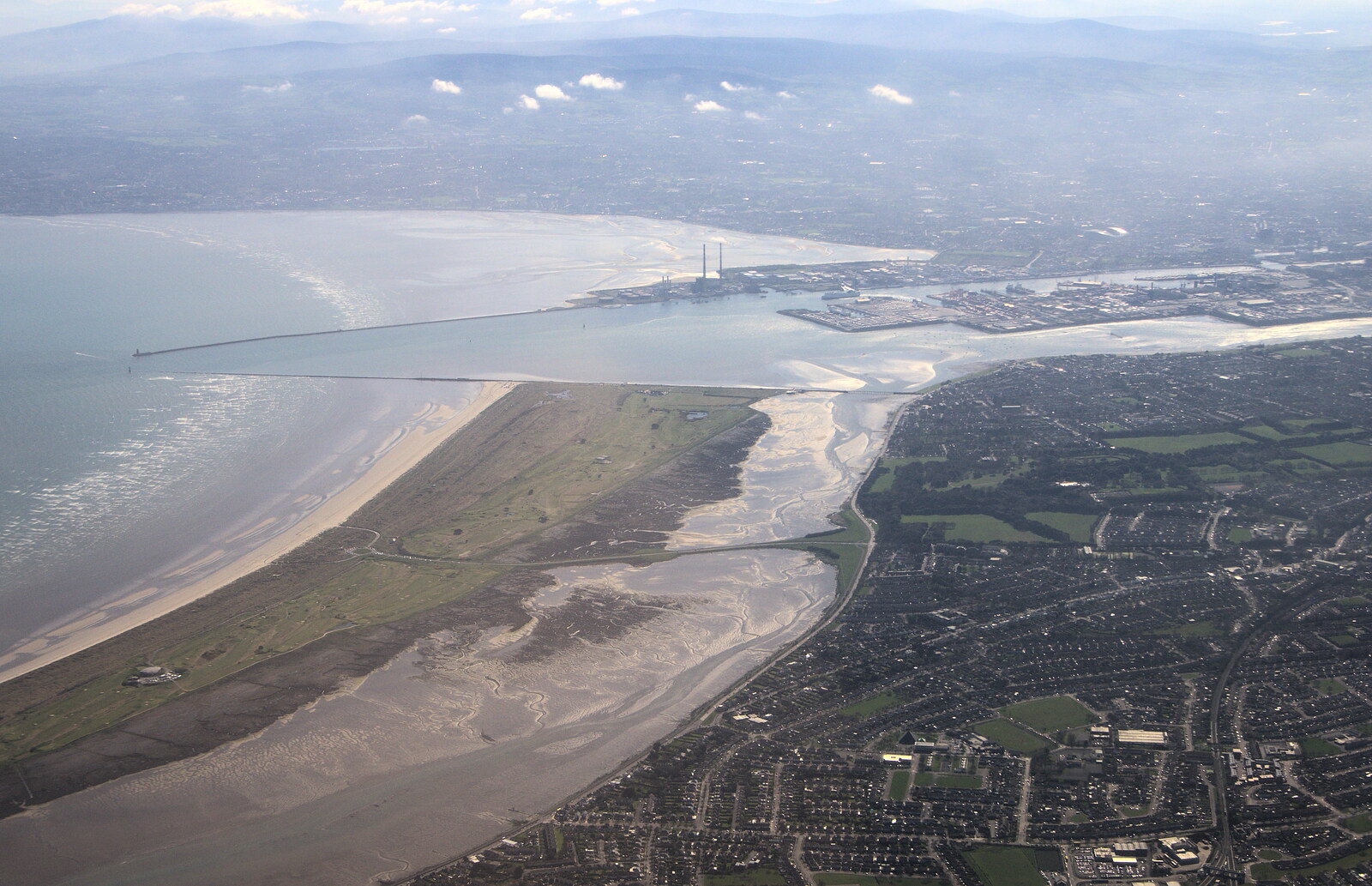 Dublin Bay from the air from Temple Bar and Dun Laoghaire, Dublin, Ireland - 16th April 2015