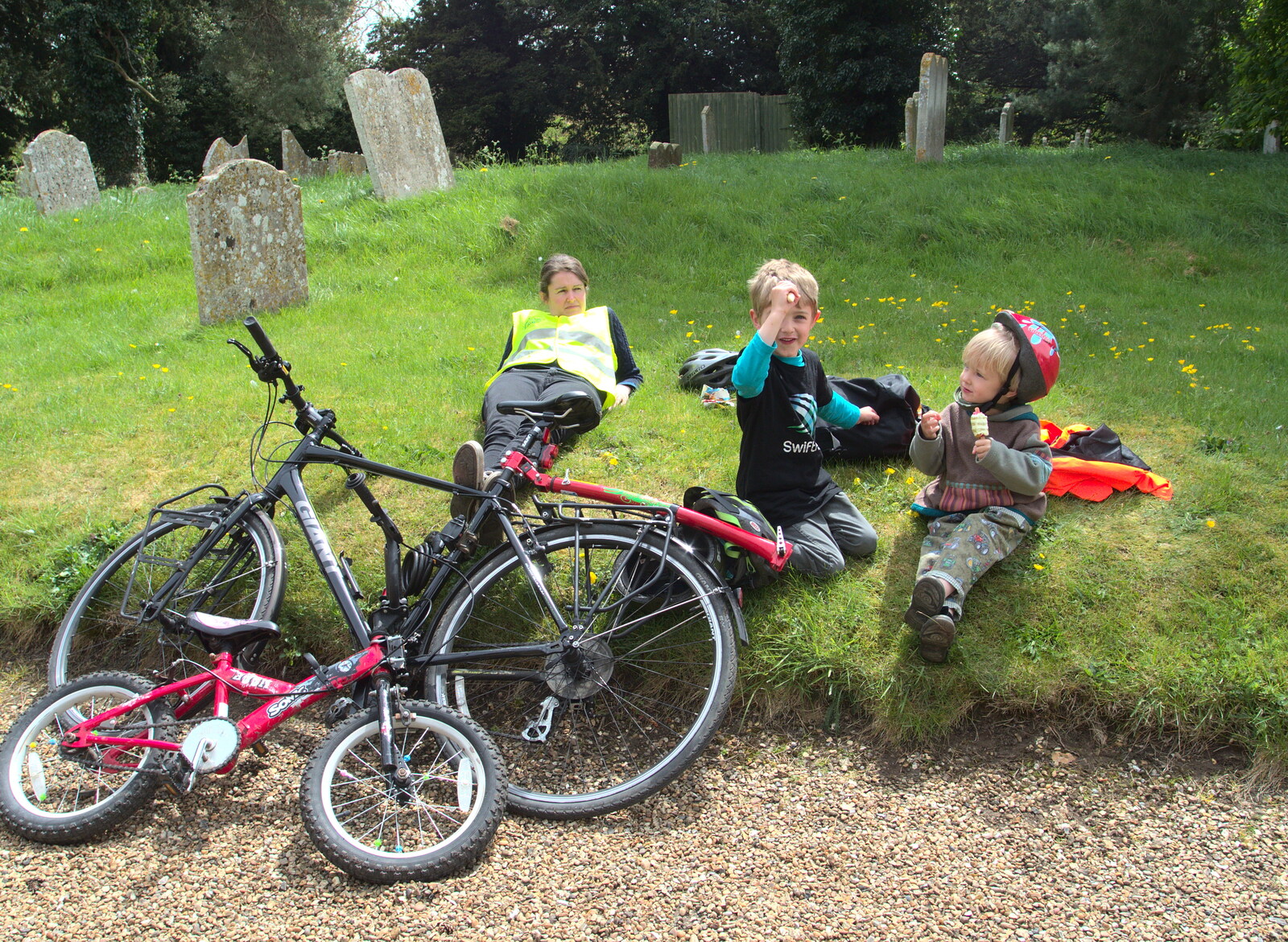 We cycle up to the church in Eye from The Oaksmere's First Year Anniversary, Brome, Suffolk - 23rd April 2015