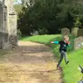 Fred runs around the churchyard, The Oaksmere's First Year Anniversary, Brome, Suffolk - 23rd April 2015