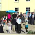 Guests mingle on the patio, The Oaksmere's First Year Anniversary, Brome, Suffolk - 23rd April 2015