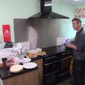 Mikey P sorts out sausage rolls in the kitchen, Making Dens: Rosie's Birthday, Thornham, Suffolk - 25th April 2015