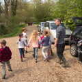 Herding the children down to the woods, Making Dens: Rosie's Birthday, Thornham, Suffolk - 25th April 2015