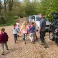 Herding the children down to the woods, Making Dens: Rosie's Birthday, Thornham, Suffolk - 25th April 2015