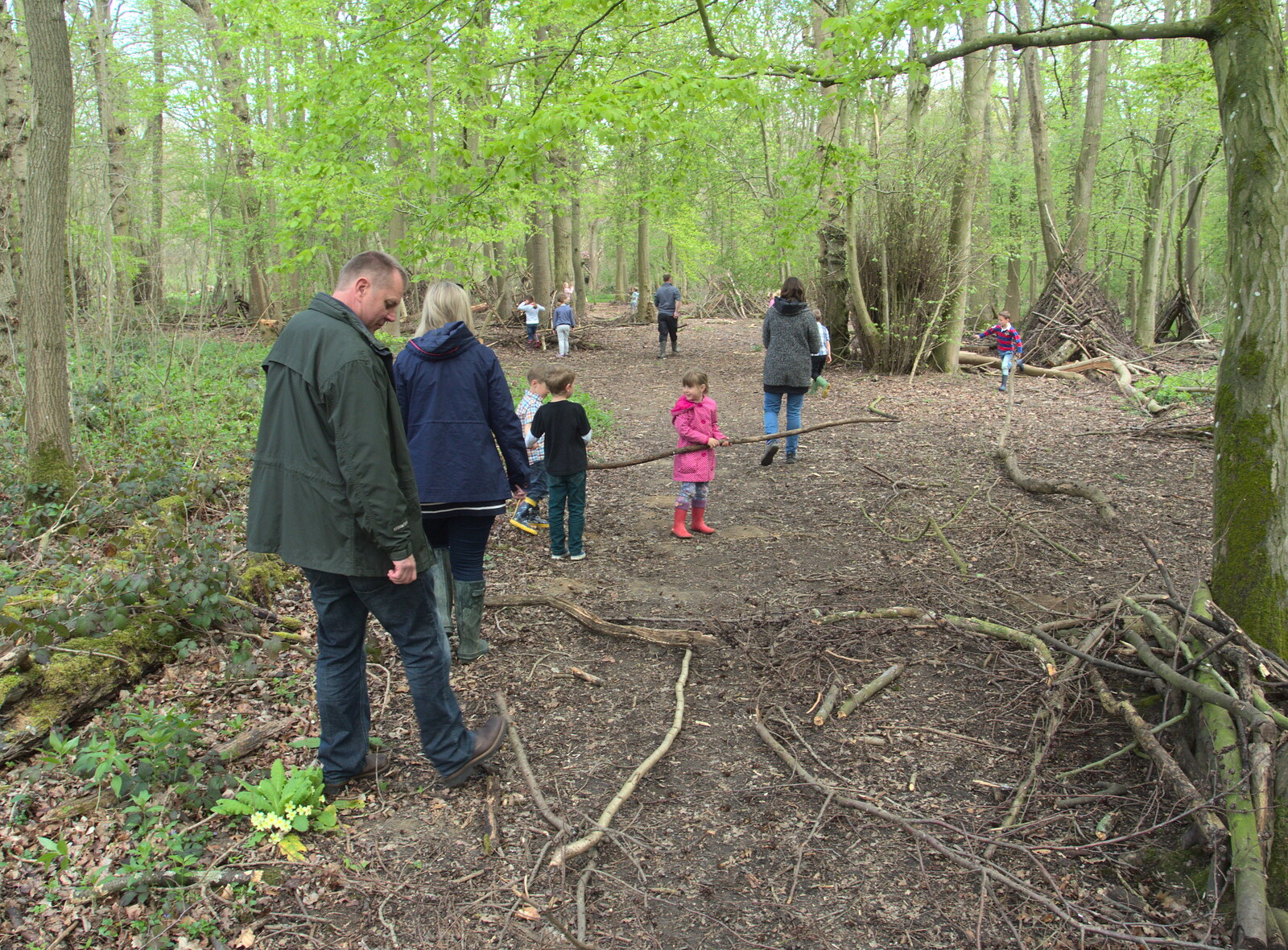 We move into the woods from Making Dens: Rosie's Birthday, Thornham, Suffolk - 25th April 2015