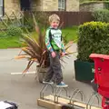 Fred does some balancing on a bike rack, The BSCC Weekend Away, Lyddington, Rutland - 9th May 2015