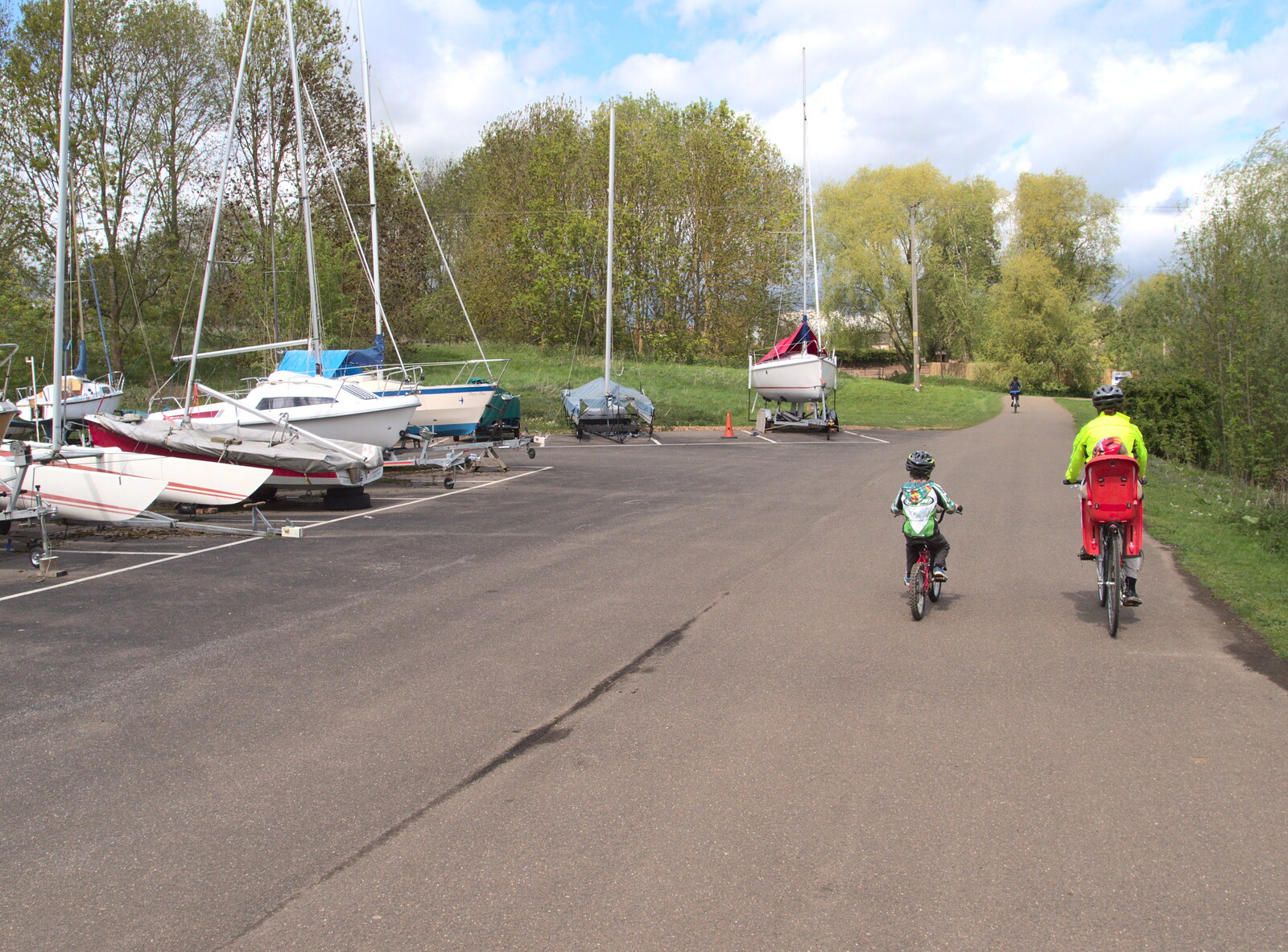 Cycling through the boat yard from The BSCC Weekend Away, Lyddington, Rutland - 9th May 2015