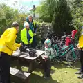 A pile of bikes in a beer garden, The BSCC Weekend Away, Lyddington, Rutland - 9th May 2015