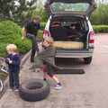 Harry pulls on a bungee cord, The BSCC Weekend Away, Lyddington, Rutland - 9th May 2015