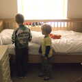 Fred and Harry in their own bedroom, The BSCC Weekend Away, Lyddington, Rutland - 9th May 2015
