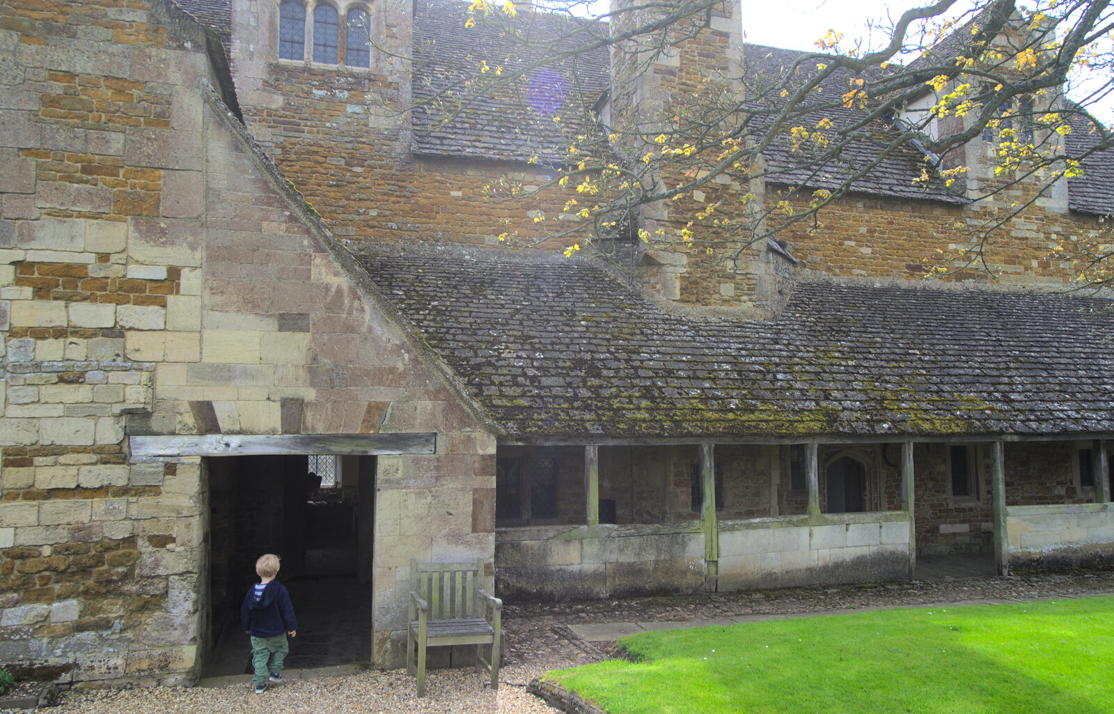 Harry enters the old Bede House from The BSCC Weekend Away, Lyddington, Rutland - 9th May 2015