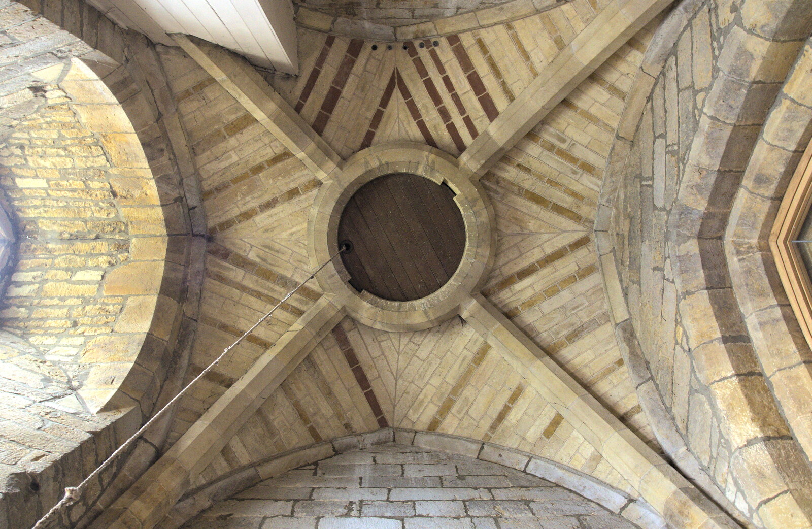 Under the church tower from The BSCC Weekend Away, Lyddington, Rutland - 9th May 2015