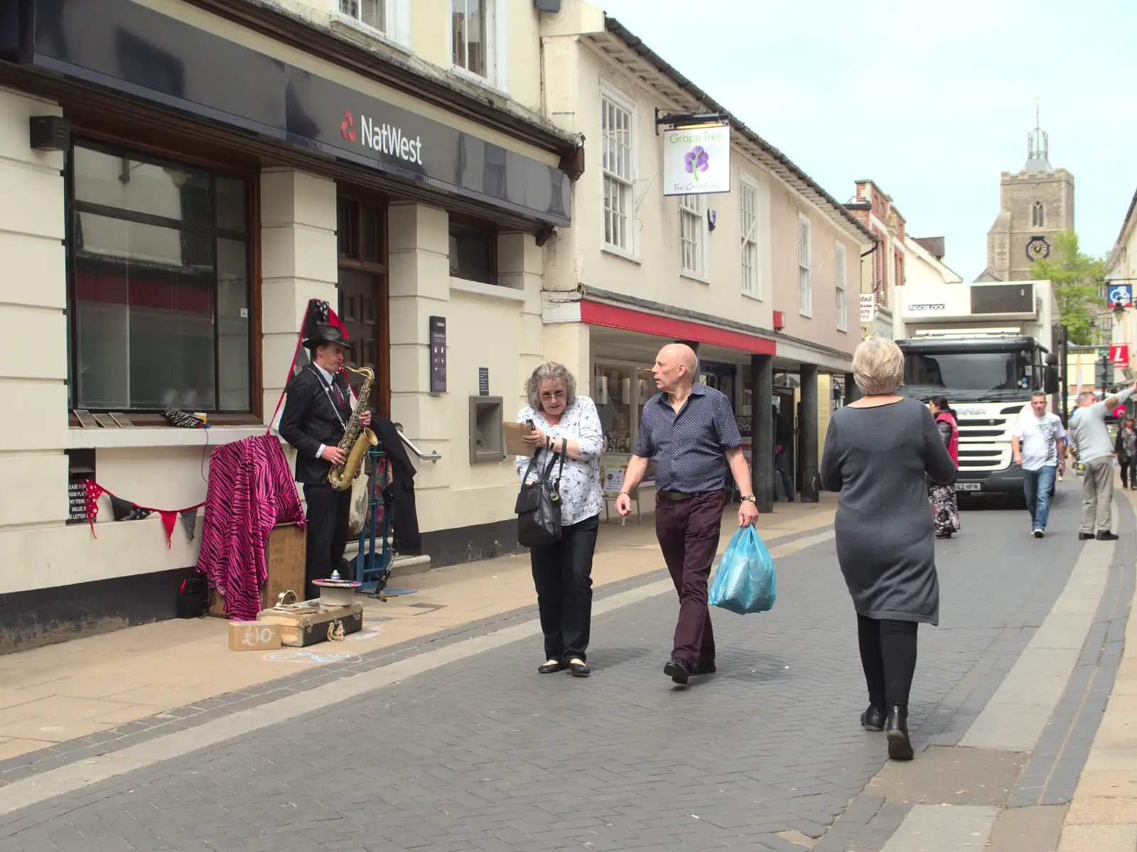 Busking on Mere Street, from A Derelict Petrol Station, Palgrave, Suffolk - 16th May 2015