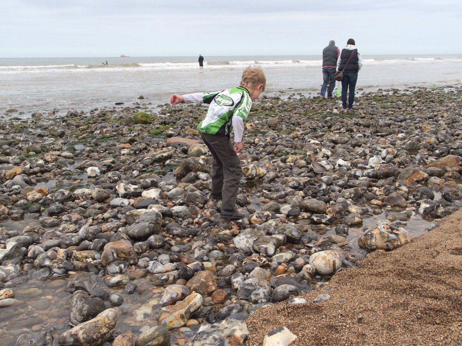 Fred does a recce of the rock pools on the beach from A Birthday Camping Trip, East Runton, North Norfolk - 26th May 2015