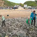 Fred, Harry and Isobel roam the beach, A Birthday Camping Trip, East Runton, North Norfolk - 26th May 2015