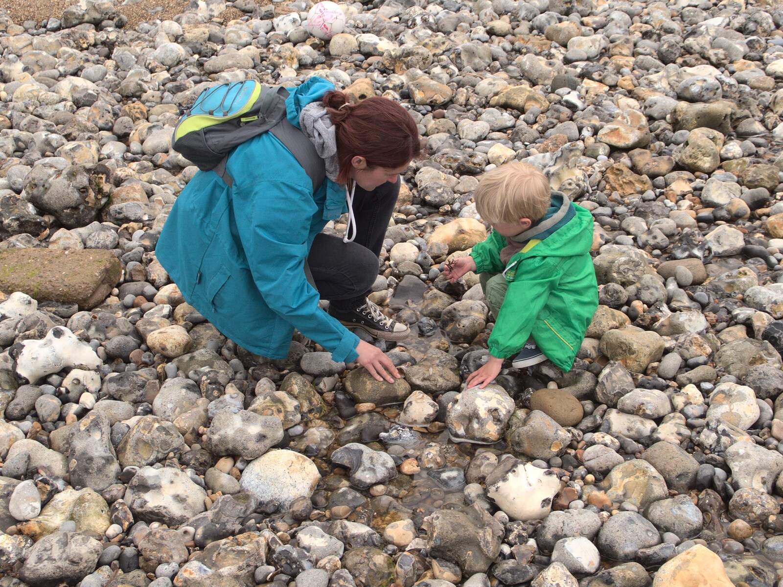 Isobel and Harry on East Runton beach from A Birthday Camping Trip, East Runton, North Norfolk - 26th May 2015