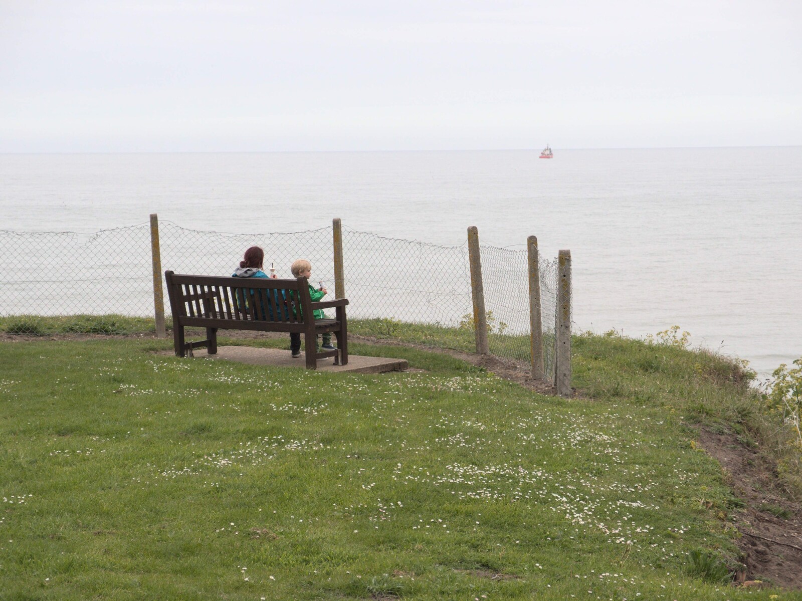 Isobel and Gabes look out to sea from A Birthday Camping Trip, East Runton, North Norfolk - 26th May 2015