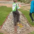 Fred climbs a flagpole base, A Birthday Camping Trip, East Runton, North Norfolk - 26th May 2015