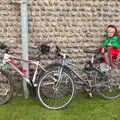 Harry looks a bit folorn in his bike seat, A Birthday Camping Trip, East Runton, North Norfolk - 26th May 2015