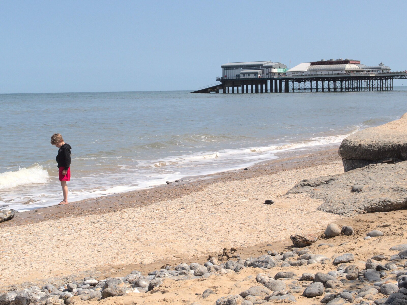 Cromer pier and Fred on the beach from A Birthday Camping Trip, East Runton, North Norfolk - 26th May 2015