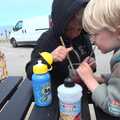 Fred and Harry slurp their new favourite slushies, A Birthday Camping Trip, East Runton, North Norfolk - 26th May 2015