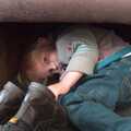 Harry hides under a chair, A Birthday Camping Trip, East Runton, North Norfolk - 26th May 2015