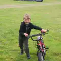 Fred pushes his bike up the hill, A Birthday Camping Trip, East Runton, North Norfolk - 26th May 2015