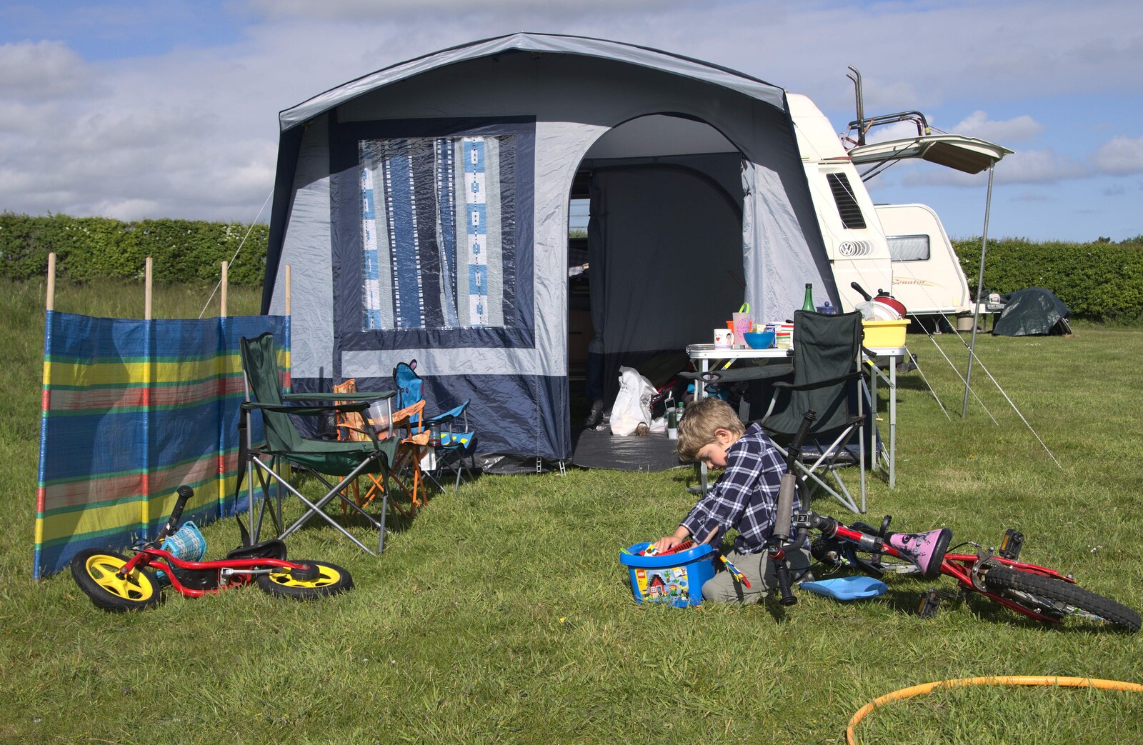 Fred does Lego from A Birthday Camping Trip, East Runton, North Norfolk - 26th May 2015