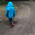 Fred pokes puddles with a stick, Thursday BSCC Bike Rides, Thelnetham and Earl Soham, Suffolk - 31st May 2015