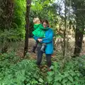 Isobel carries Harry through the nettles, Thursday BSCC Bike Rides, Thelnetham and Earl Soham, Suffolk - 31st May 2015