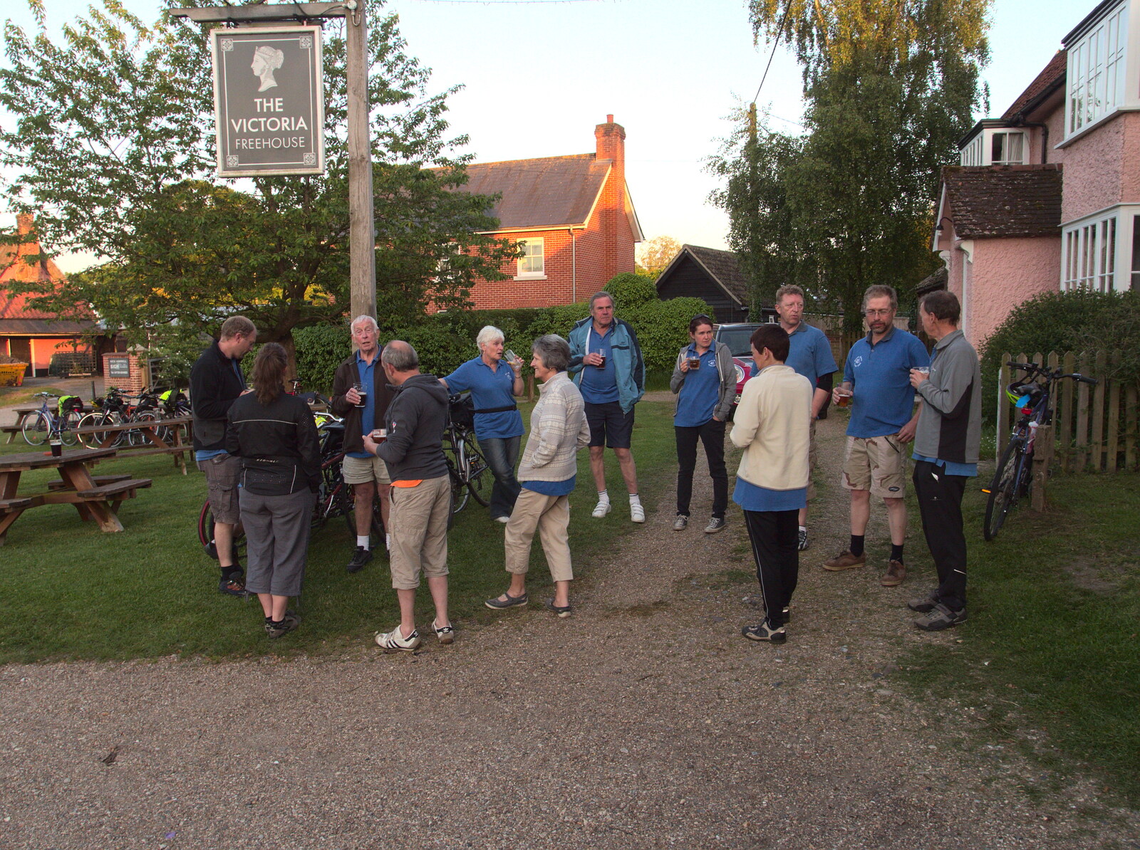 A milling throng of BSCC riders from Thursday BSCC Bike Rides, Thelnetham and Earl Soham, Suffolk - 31st May 2015