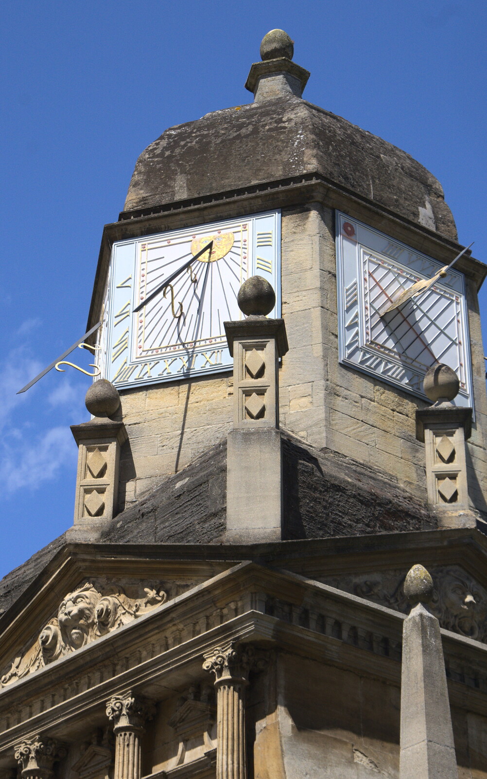 The sundial tower of Gonville and Caius from Punting With Grandad, Cambridge, Cambridgeshire - 6th June 2015