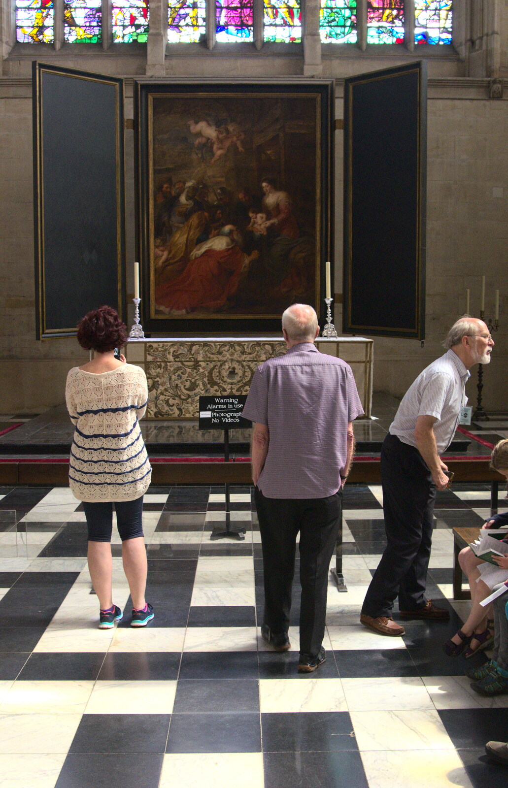 Grandad looks at a Rubens painting from Punting With Grandad, Cambridge, Cambridgeshire - 6th June 2015