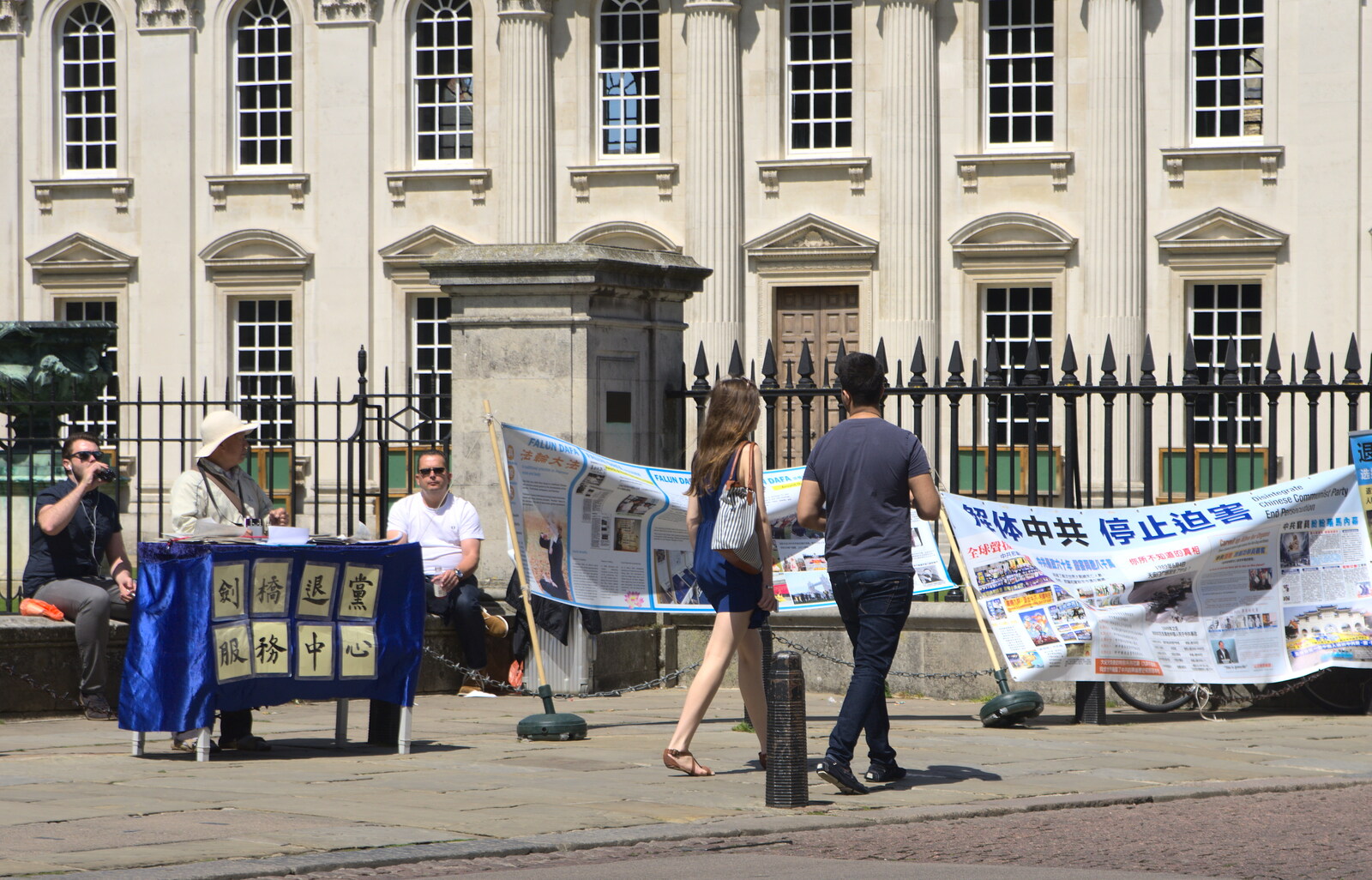 A protest about China Outside the Senate House from Punting With Grandad, Cambridge, Cambridgeshire - 6th June 2015
