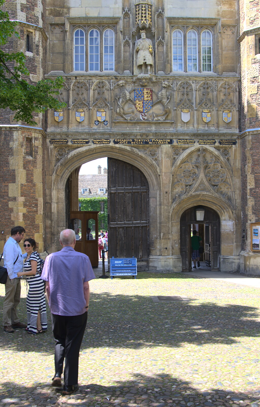 Grandad walks up to Trinity's Great Gate from Punting With Grandad, Cambridge, Cambridgeshire - 6th June 2015