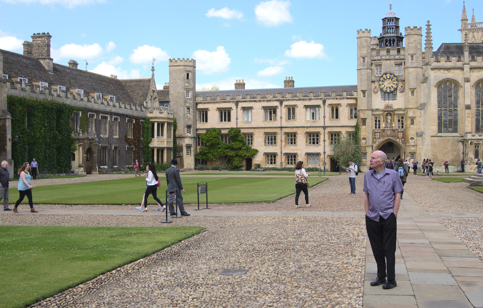 Grandad in Trinity Great Court from Punting With Grandad, Cambridge, Cambridgeshire - 6th June 2015