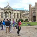 A porter watches tourists with disdain, Punting With Grandad, Cambridge, Cambridgeshire - 6th June 2015