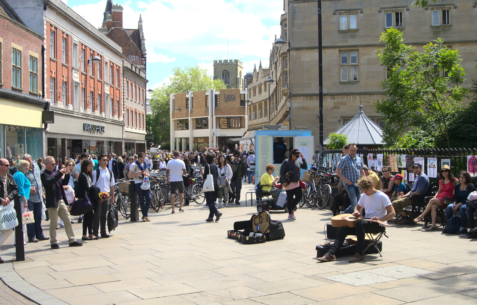 The buskers on Sydney Street have changed over from Punting With Grandad, Cambridge, Cambridgeshire - 6th June 2015