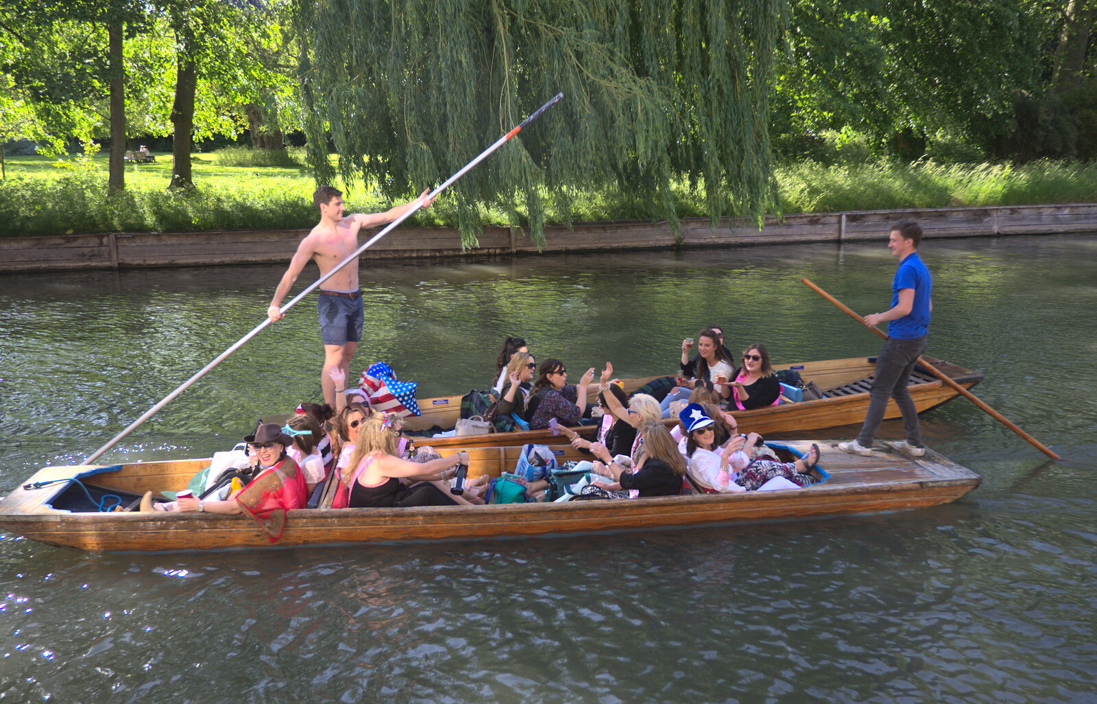 The Cam is full of Hen parties from Punting With Grandad, Cambridge, Cambridgeshire - 6th June 2015