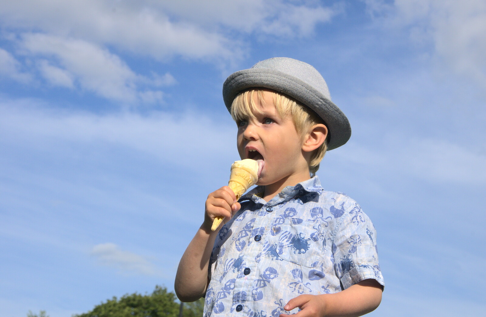 Harry and his Ice Cream from Punting With Grandad, Cambridge, Cambridgeshire - 6th June 2015