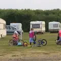 The makeshift bicycle repair shop has been set up, A Wet Weekend of Camping, Waxham Sands, Norfolk - 13th June 2015