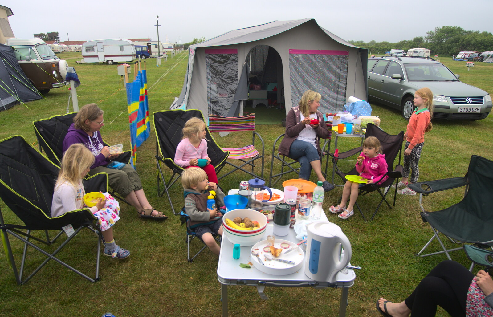 Breakfast before the rain from A Wet Weekend of Camping, Waxham Sands, Norfolk - 13th June 2015