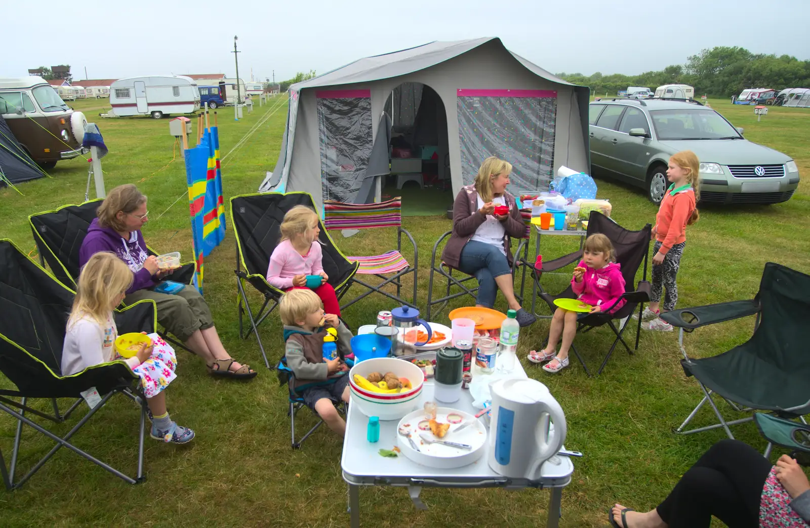 Breakfast before the rain, from A Wet Weekend of Camping, Waxham Sands, Norfolk - 13th June 2015