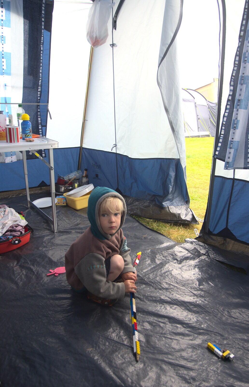 Harry plays with Lego from A Wet Weekend of Camping, Waxham Sands, Norfolk - 13th June 2015