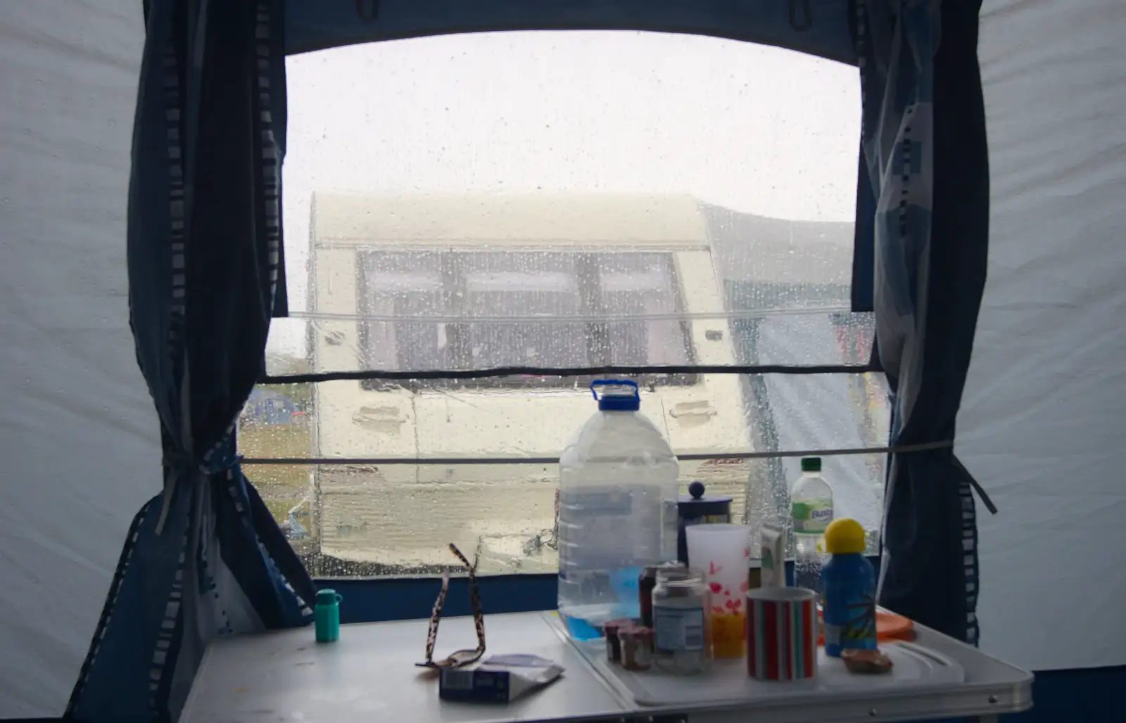 Rain on the awning window, from A Wet Weekend of Camping, Waxham Sands, Norfolk - 13th June 2015