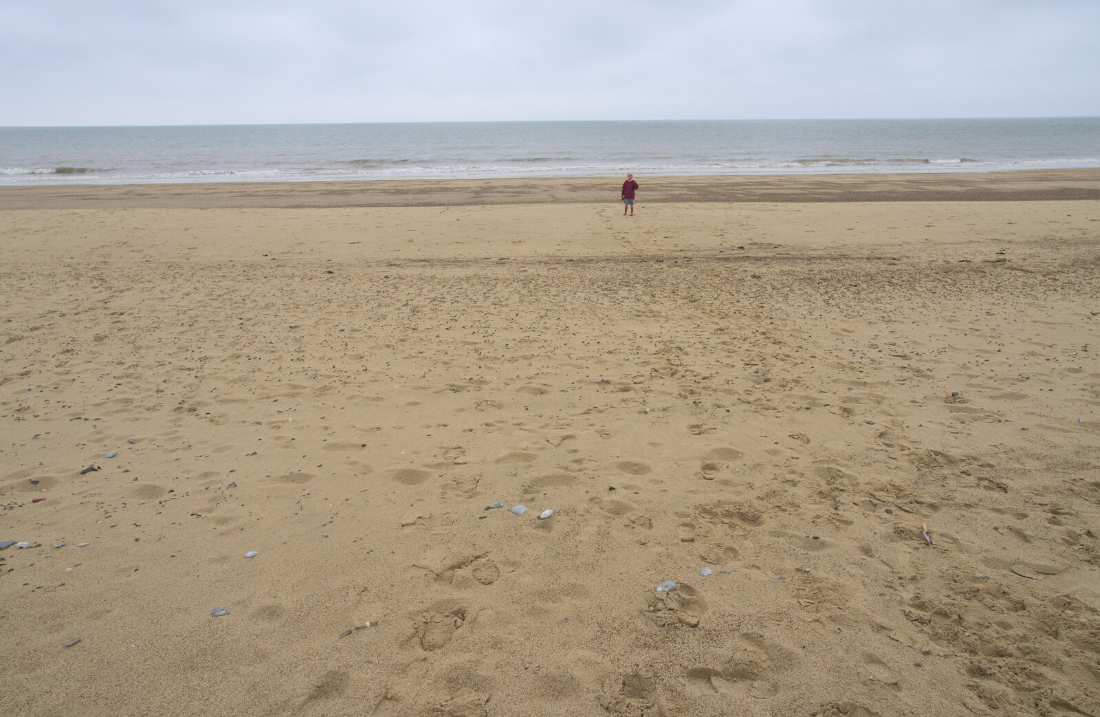 Grace is a dot on the beach from A Wet Weekend of Camping, Waxham Sands, Norfolk - 13th June 2015